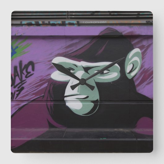 Ape Graffiti Quadratische Wanduhr (Vorderseite)