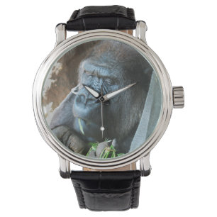 Ape Kapuze ~ Japanischer Gorilla Eating Armbanduhr