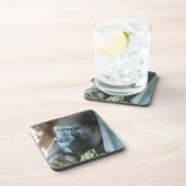 Ape Kapuze ~ Japanischer Gorilla Eating Getränkeuntersetzer (Rechte Seite)