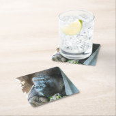 Ape Kapuze ~ Japanischer Gorilla Eating Rechteckiger Pappuntersetzer (Vor Ort)