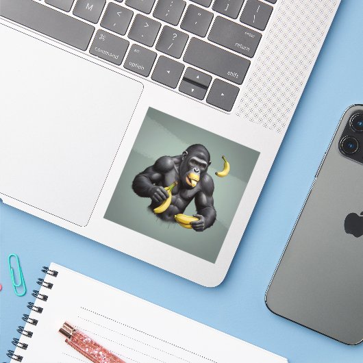 Ape King Custom Cut Vinyl Sticker (Laptop mit iPhone)