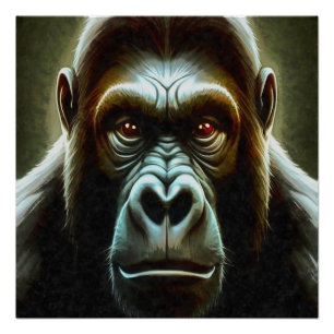 Ape Mountain Gorilla Face Charakterportrait Poster