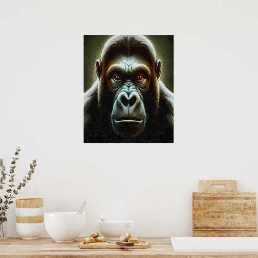 Ape Mountain Gorilla Face Charakterportrait Poster (Küche)