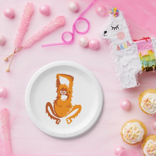 Ape - ORANGUTAN - gefährdetes Tier - Party Pappteller (Party)