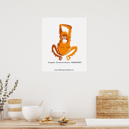 Ape - ORANGUTAN - gefährdetes Tier Poster (Küche)
