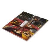 Aperitif und Vorspeisen, zubereitet: Brot, Oliven, Fliese (Seite)