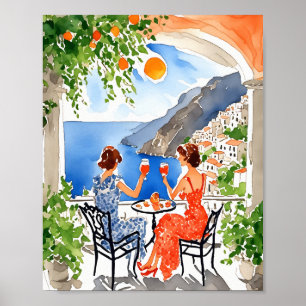 Aperitivo in Amalfi Wasserfarbe Poster