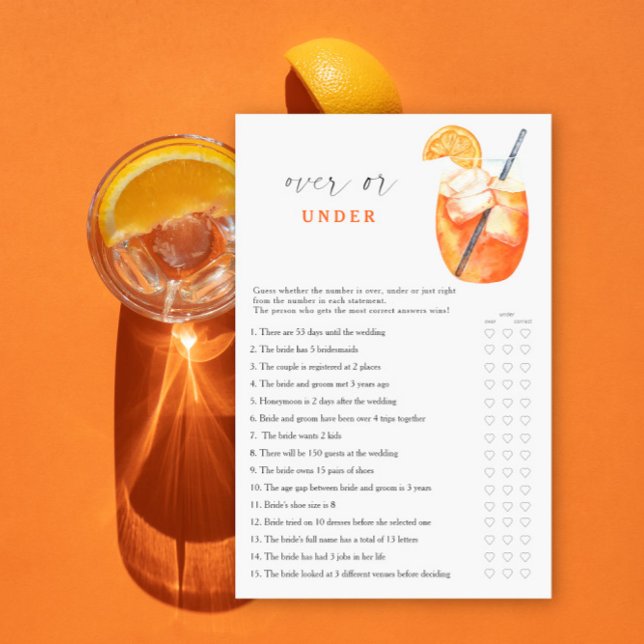 Aperol Brautparty Over oder unter Spiel (Von Creator hochgeladen)