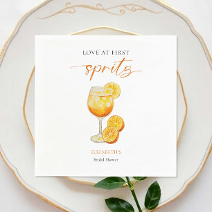 Aperol Liebe auf den ersten Spritz Orange Brautpar Serviette