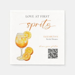 Aperol Liebe auf den ersten Spritz QR Foto Jungges Serviette