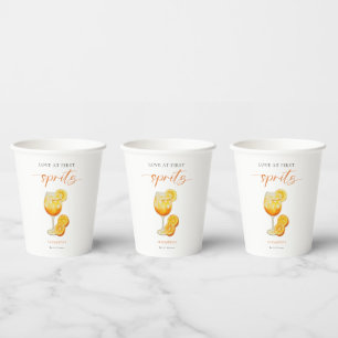 Aperol Liebe auf den ersten Spritzer Orange-Brautp Pappbecher