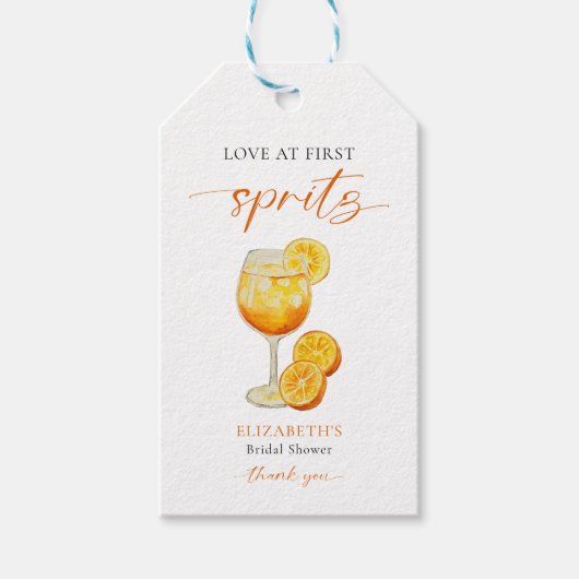 Aperol-Liebe im First Spritz Orange Brautparty Geschenkanhänger (Vorderseite)