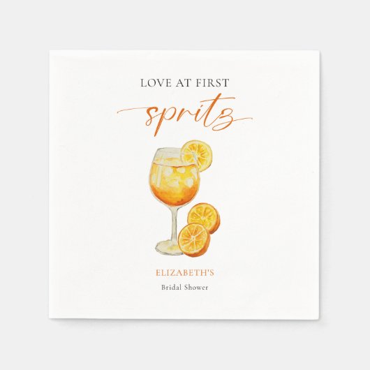 Aperol-Liebe im First Spritz Orange Brautparty Serviette (Vorderseite)