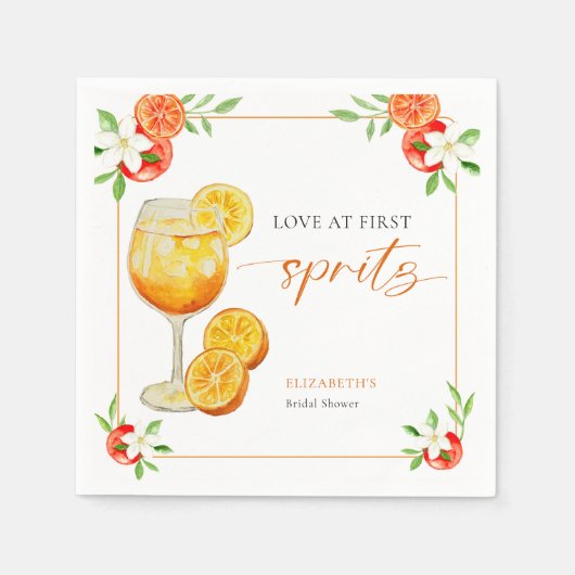 Aperol Love at First Spritz Orange Junggesellinnen Serviette (Vorderseite)