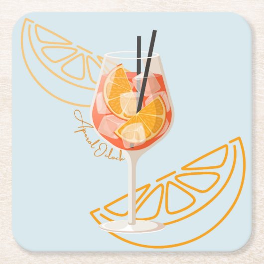 Aperol O'Clock Rechteckiger Pappuntersetzer (Vorderseite)