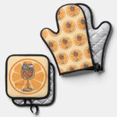 Aperol Per Favore Ofenhandschuh & Topflappen-Set (Vorderseite/Rückseite)