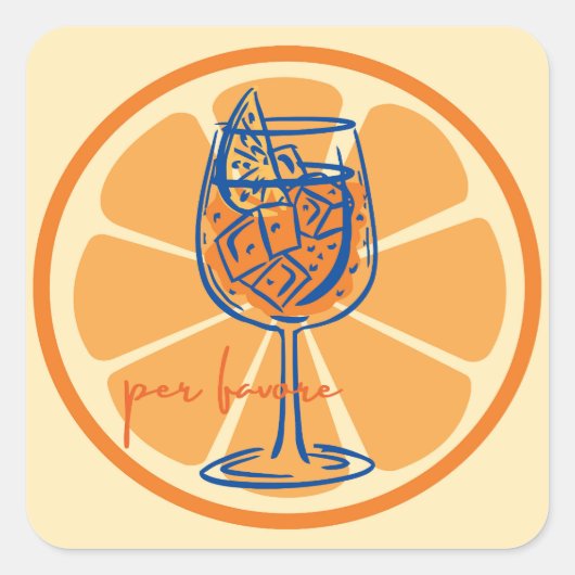 Aperol Per Favore Quadratischer Aufkleber (Vorderseite)