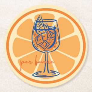 Aperol Per Favore Runder Pappuntersetzer