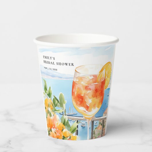 Aperol Spritz Amalfi Brautparty Pappbecher (Rückseite)