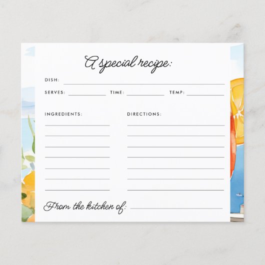 Aperol Spritz Amalfi Brautparty Rezept Karte (Vorderseite)