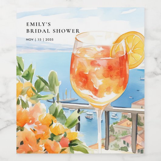 Aperol Spritz Amalfi Brautparty Weinetikett (Einzelnes Label)