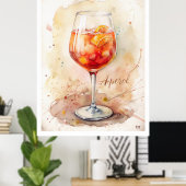 Aperol Spritz Aquarellmalerei Poster (Heimbüro)