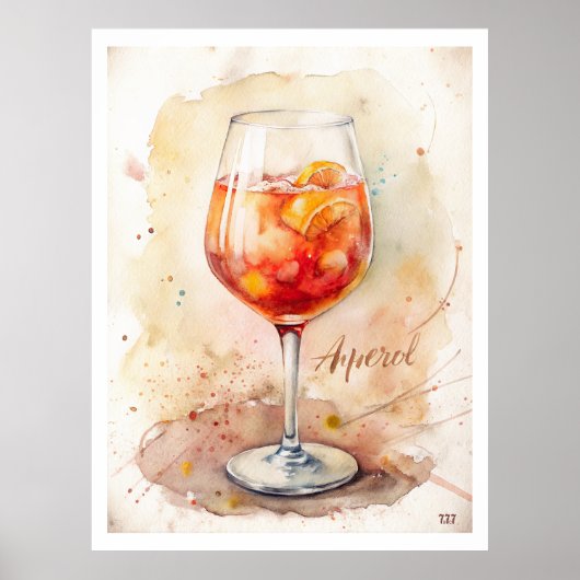 Aperol Spritz Aquarellmalerei Poster (Vorne)