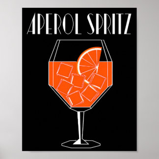 Aperol Spritz Art Deco Orange und schwarzer Cockta Poster