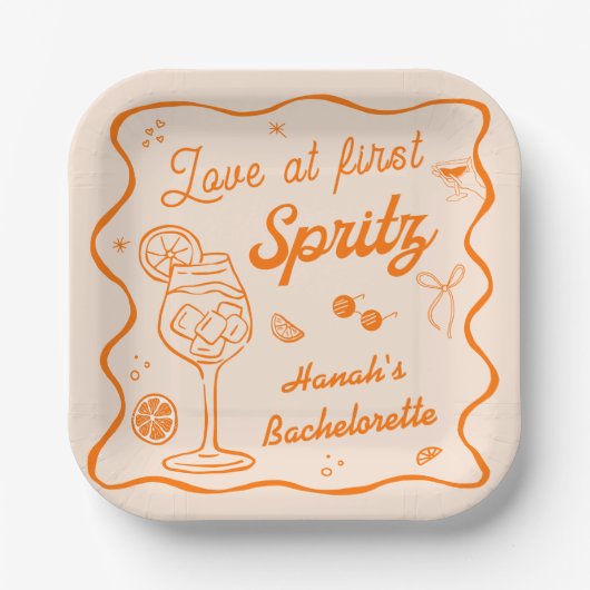 Aperol spritz Bachelorette Pappteller (Vorderseite)
