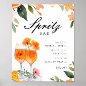 Aperol Spritz Bar Floral Brautparty Sign Poster (Vorne)