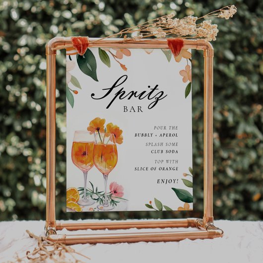 Aperol Spritz Bar Floral Brautparty Sign Poster