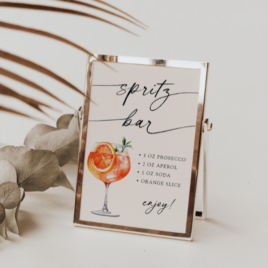 Aperol Spritz Bar Modern Calligraphy Table Sign Poster