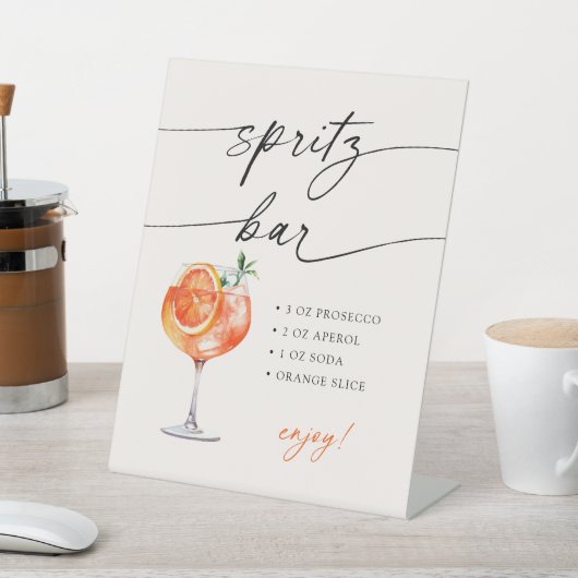 Aperol Spritz Bar Modern Calligraphy Table Sign Sockelschild (In SItu)