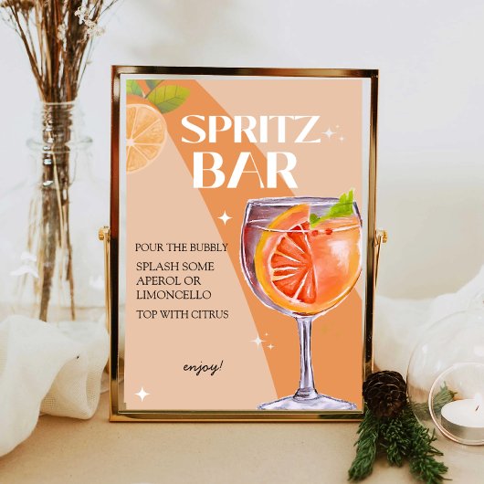 Aperol Spritz Bar Sign, Spritz Cocktail Print Poster