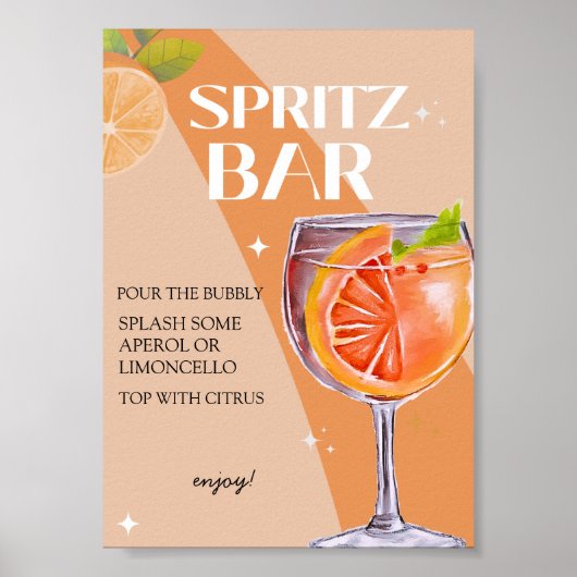 Aperol Spritz Bar Sign, Spritz Cocktail Print Poster (Vorne)