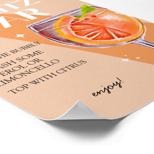 Aperol Spritz Bar Sign, Spritz Cocktail Print Poster (Ecke)