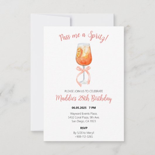 Aperol Spritz Birthday Einladung (Vorderseite)