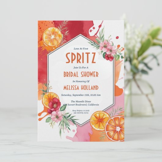 aperol Spritz Brautdusche Einladungen (Stehend Vorderseite)
