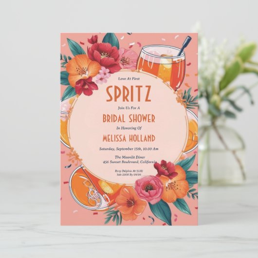 aperol Spritz Brautdusche Einladungen (Stehend Vorderseite)