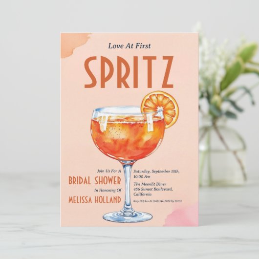 aperol Spritz Brautdusche Einladungen (Stehend Vorderseite)