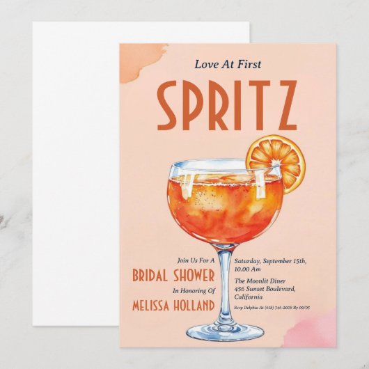 aperol Spritz Brautdusche Einladungen (Vorne/Hinten)