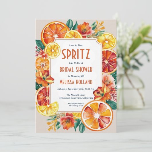 aperol Spritz Brautdusche Einladungen (Stehend Vorderseite)