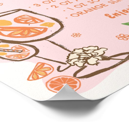 Aperol Spritz Brautparty Bar Sign Poster (Ecke)