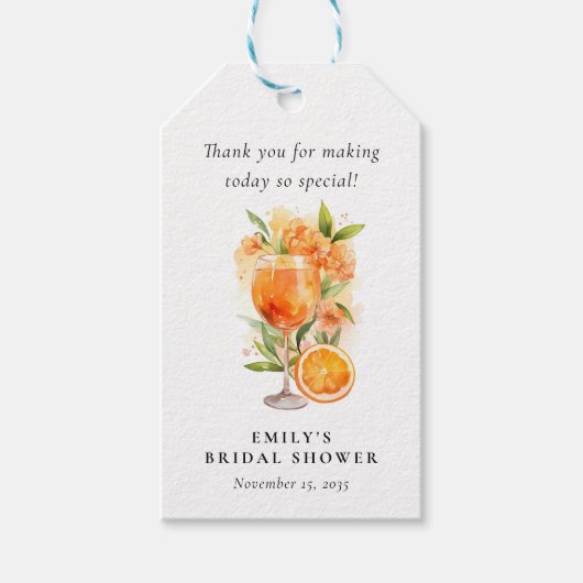 Aperol Spritz Brautparty Geschenkanhänger (Vorderseite)