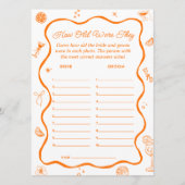 Aperol Spritz Brautparty Guess Age Game Card Einladung (Vorderseite)