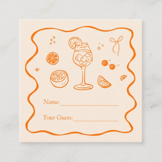 Aperol Spritz Brautparty schätzt, wie viele Spiele Begleitkarte (Vorderseite)