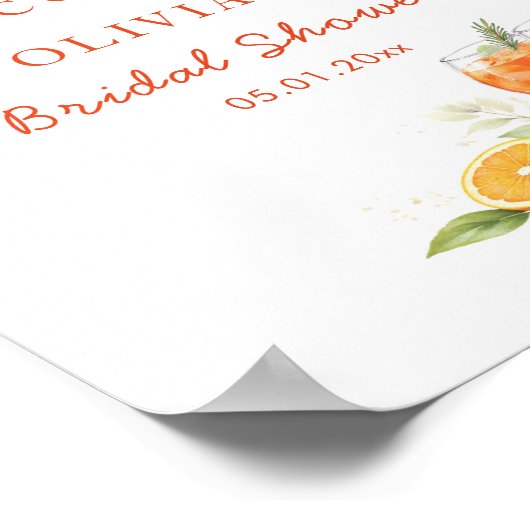 Aperol Spritz Bridal Shower Welcome Poster (Ecke)
