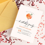 Aperol Spritz Calligraphy Birthday Party Einladung<br><div class="desc">Elegante Kalligrafie Geburtstagsparty Spaß und mutige Aperol Spritz Einladung mit orangefarbenen Fruchtmuster auf der Rückseite.</div>