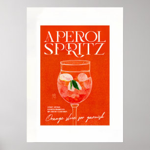 Aperol Spritz Cocktail Big Orange Glass Poster