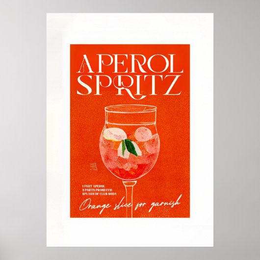 Aperol Spritz Cocktail Big Orange Glass Poster (Vorne)